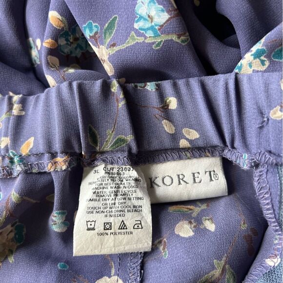 90s Vintage KORET Purple Cottagecore Painted Flowers Elastic Waist Maxi Skirt - Picture 2 of 8